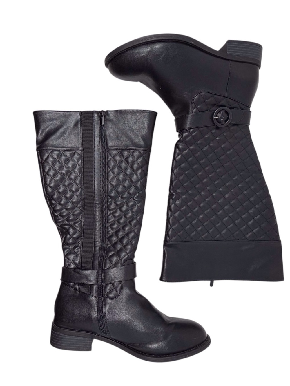 Torrid Black Quilted Tall Riding Boots - Classic Women's Knee-High Boot size 11W